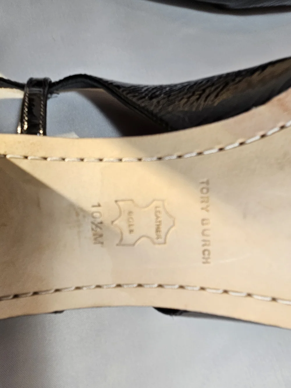 Authentic Tory Burch Black Patent Slingback Block Heel Pumps